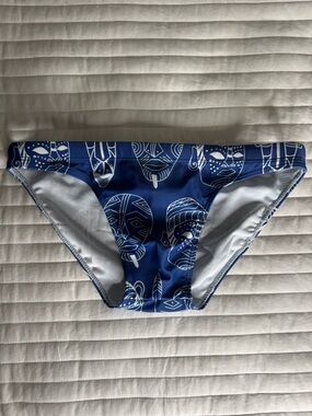 Men's Blue Printed Swim Briefs